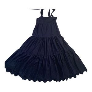 NWT JASON WU Navy  Tiered Shoulder Tie Maxi Dress Embroidered  Size S